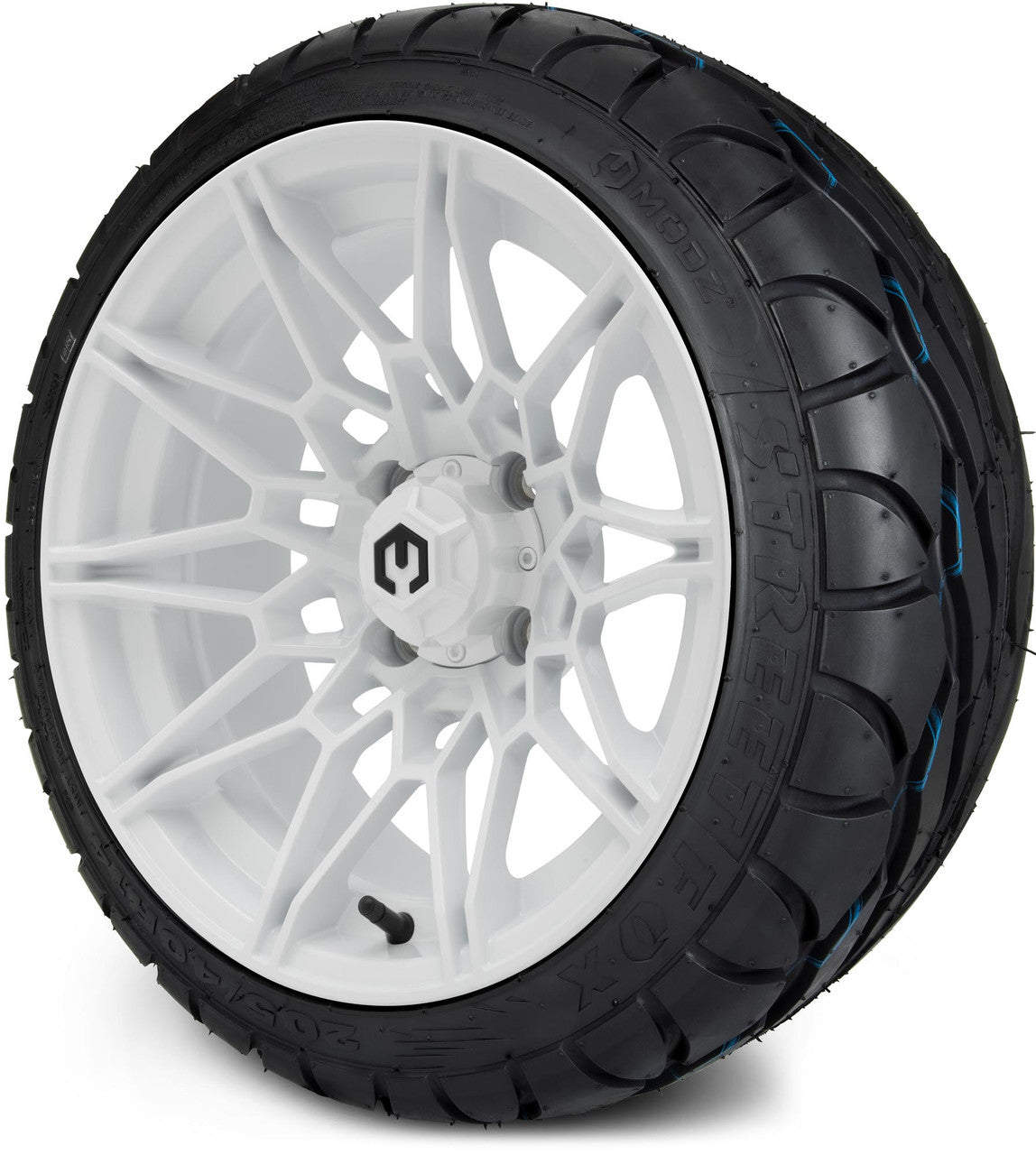 MODZ® 14" Galaxy Glossy White Wheels & Street Tires Combo