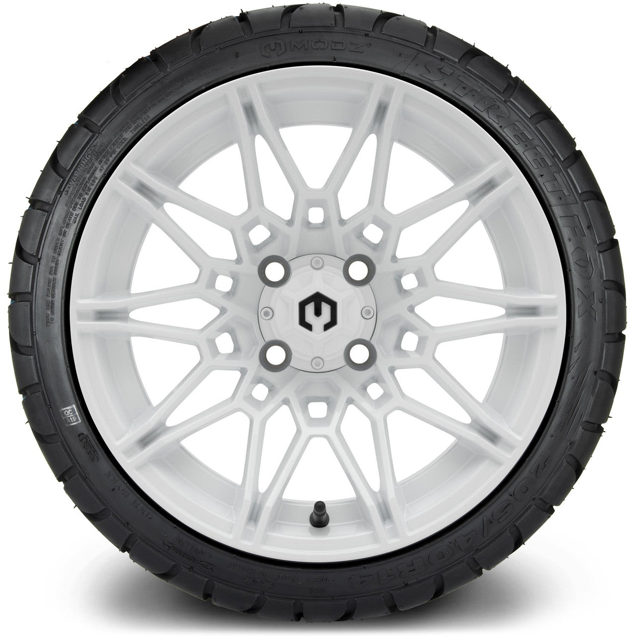 MODZ® 14" Galaxy Glossy White Wheels & Street Tires Combo