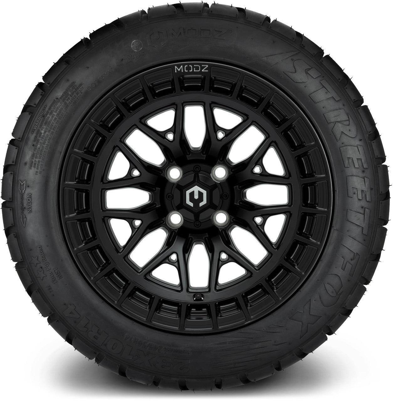 MODZ® 14" Torrent Matte Black Wheels & Street Tires Combo