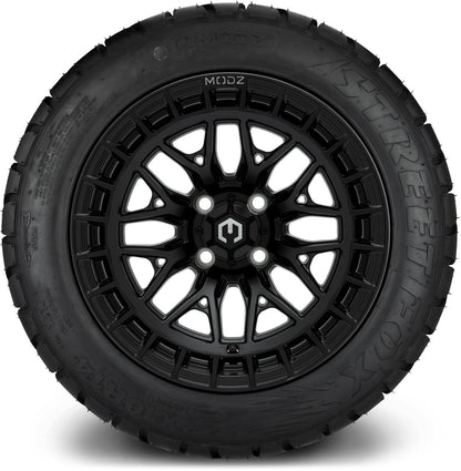 MODZ® 14" Torrent Matte Black Wheels & Street Tires Combo