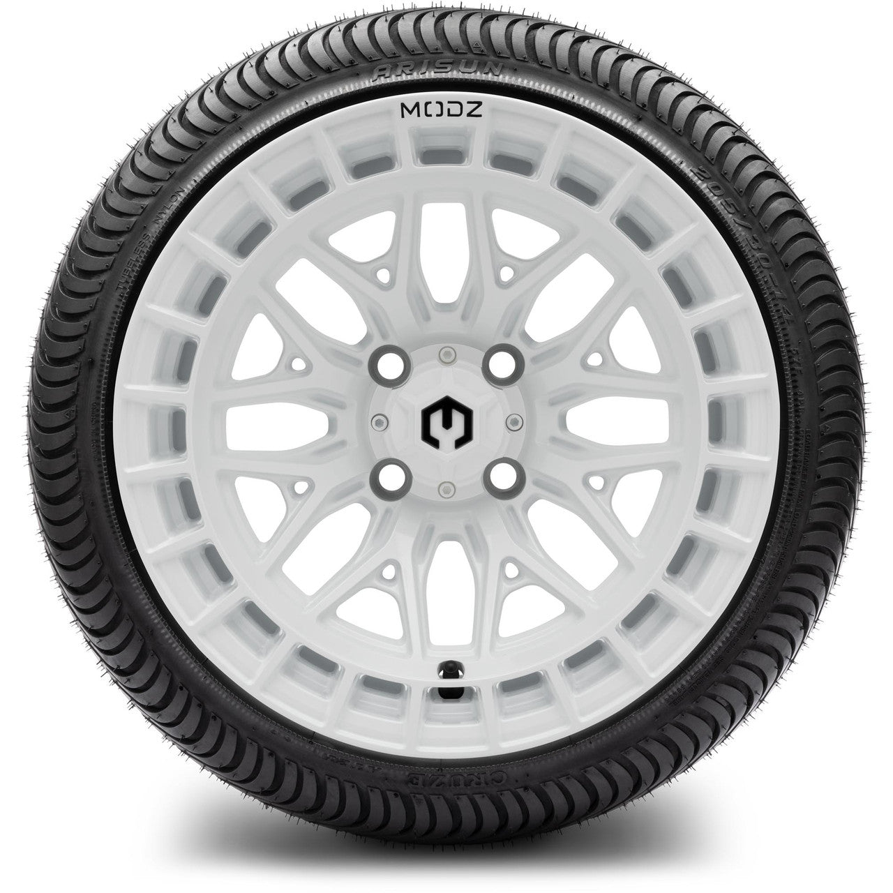 MODZ® 14" Torrent Glossy White Wheels & Street Tires Combo