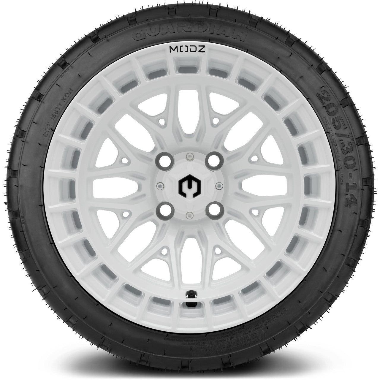 MODZ® 14" Torrent Glossy White Wheels & Street Tires Combo