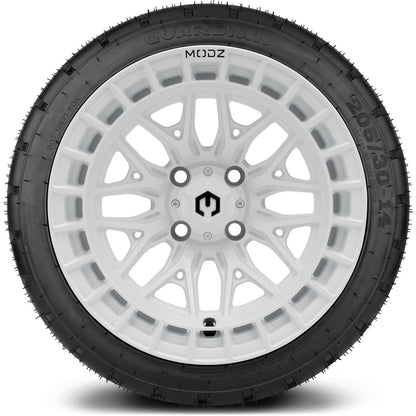 MODZ® 14" Torrent Glossy White Wheels & Street Tires Combo