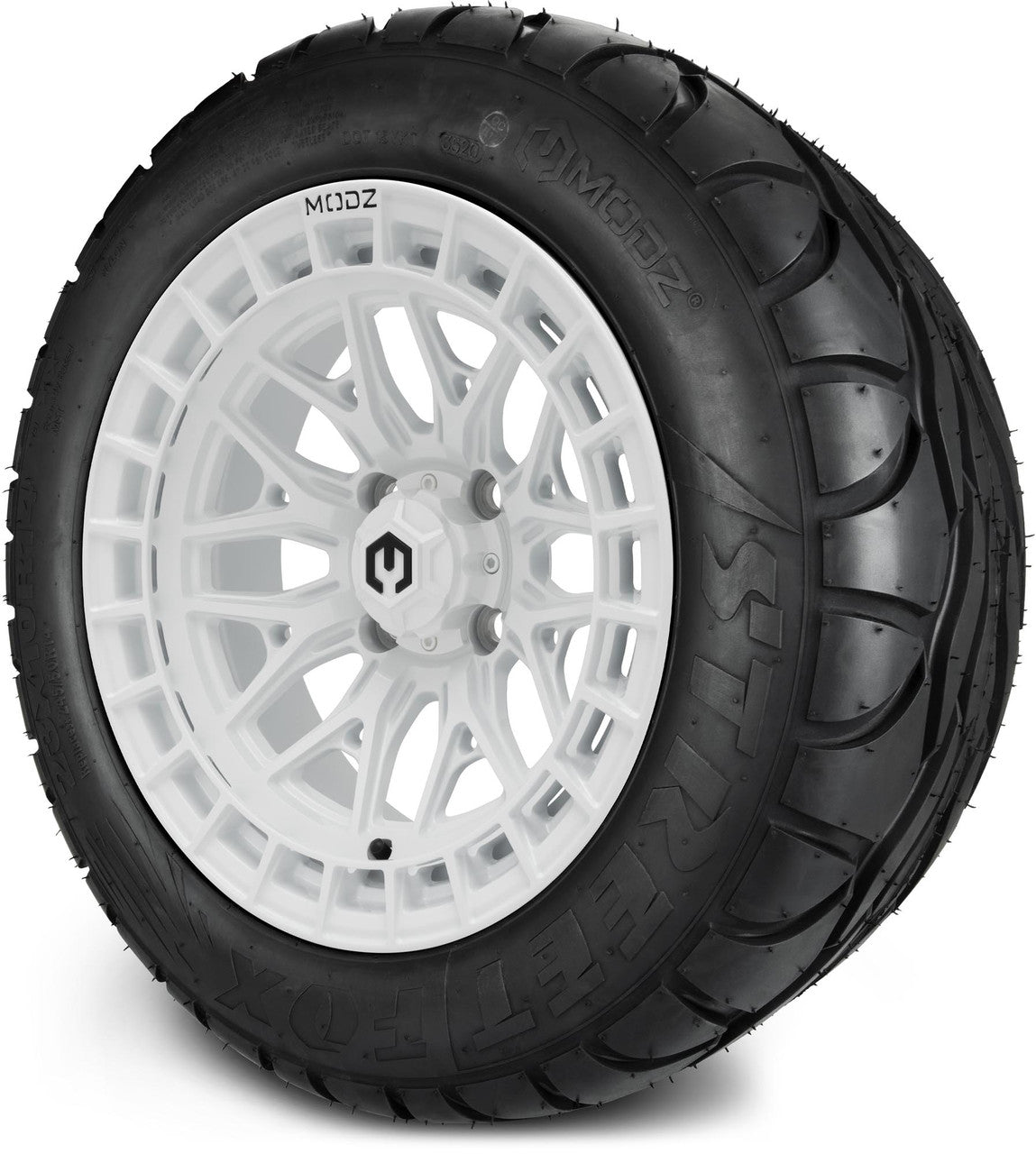 MODZ® 14" Torrent Glossy White Wheels & Street Tires Combo