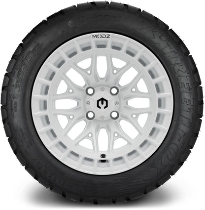 MODZ® 14" Torrent Glossy White Wheels & Street Tires Combo