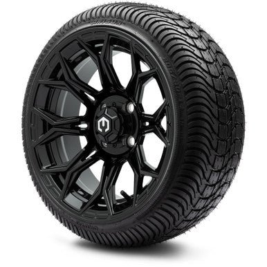 MODZ® 14" Halo Glossy Black Wheels & Street Tires Combo