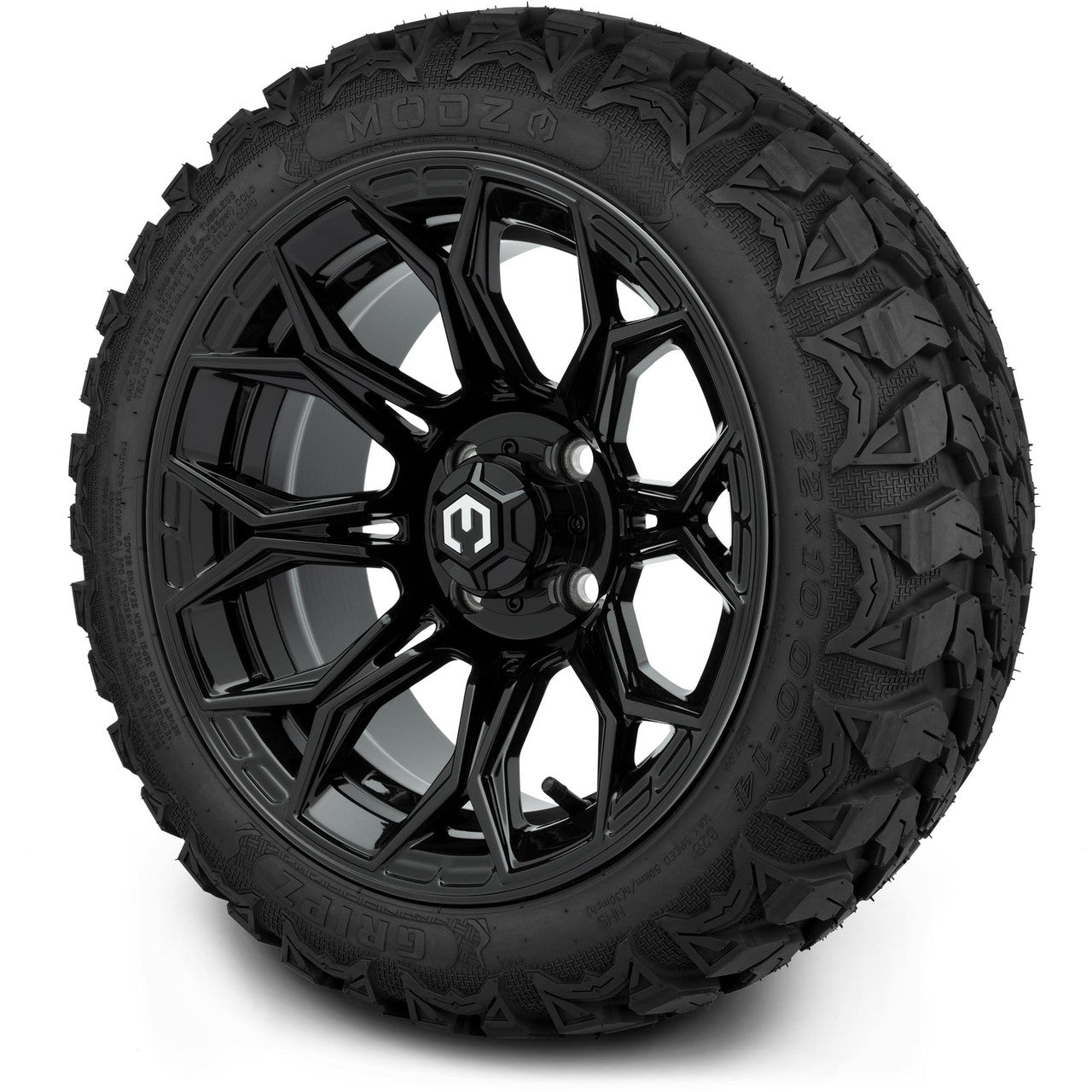 MODZ® 14" Halo Glossy Black Wheels & Off-Road Tires Combo
