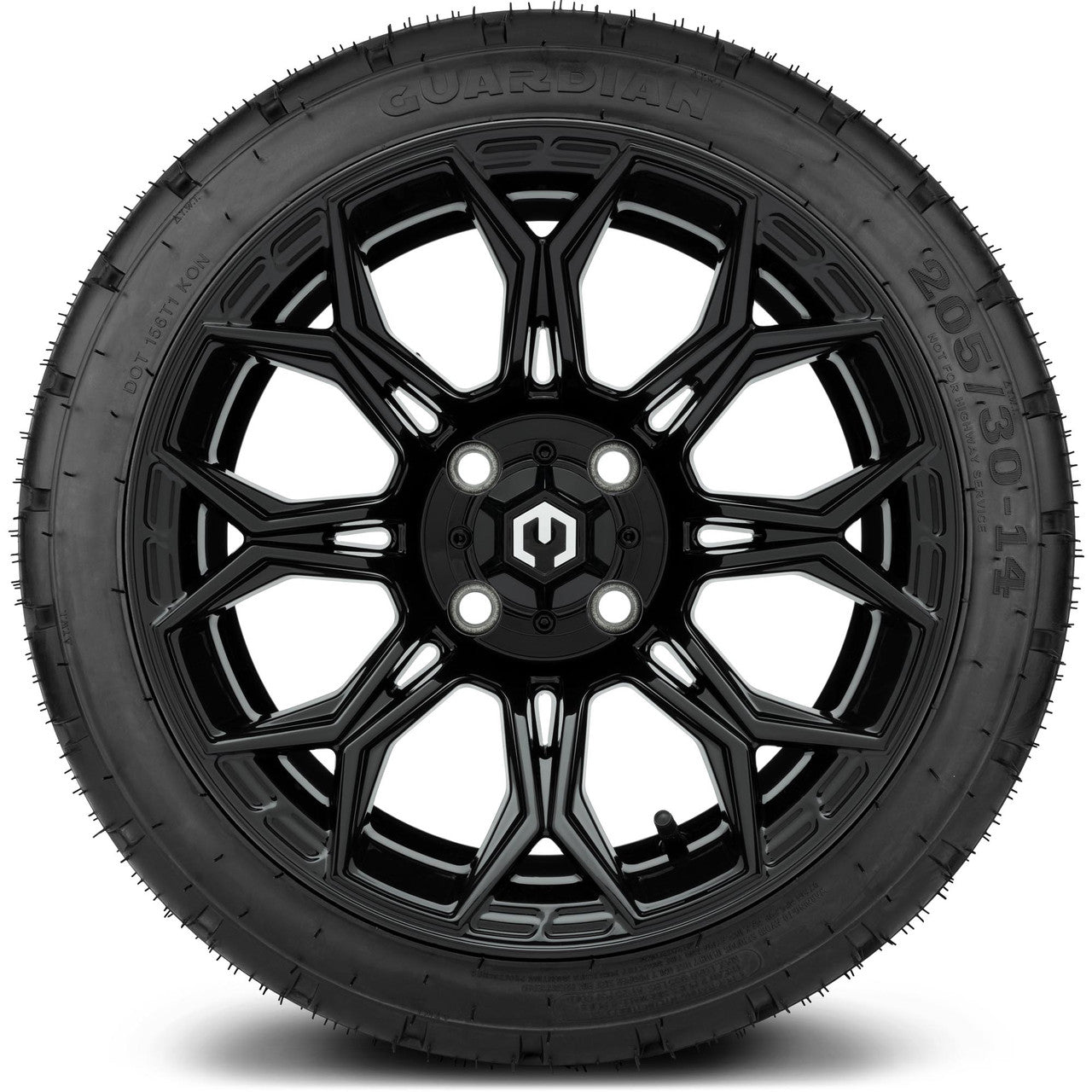 MODZ® 14" Halo Glossy Black Wheels & Street Tires Combo