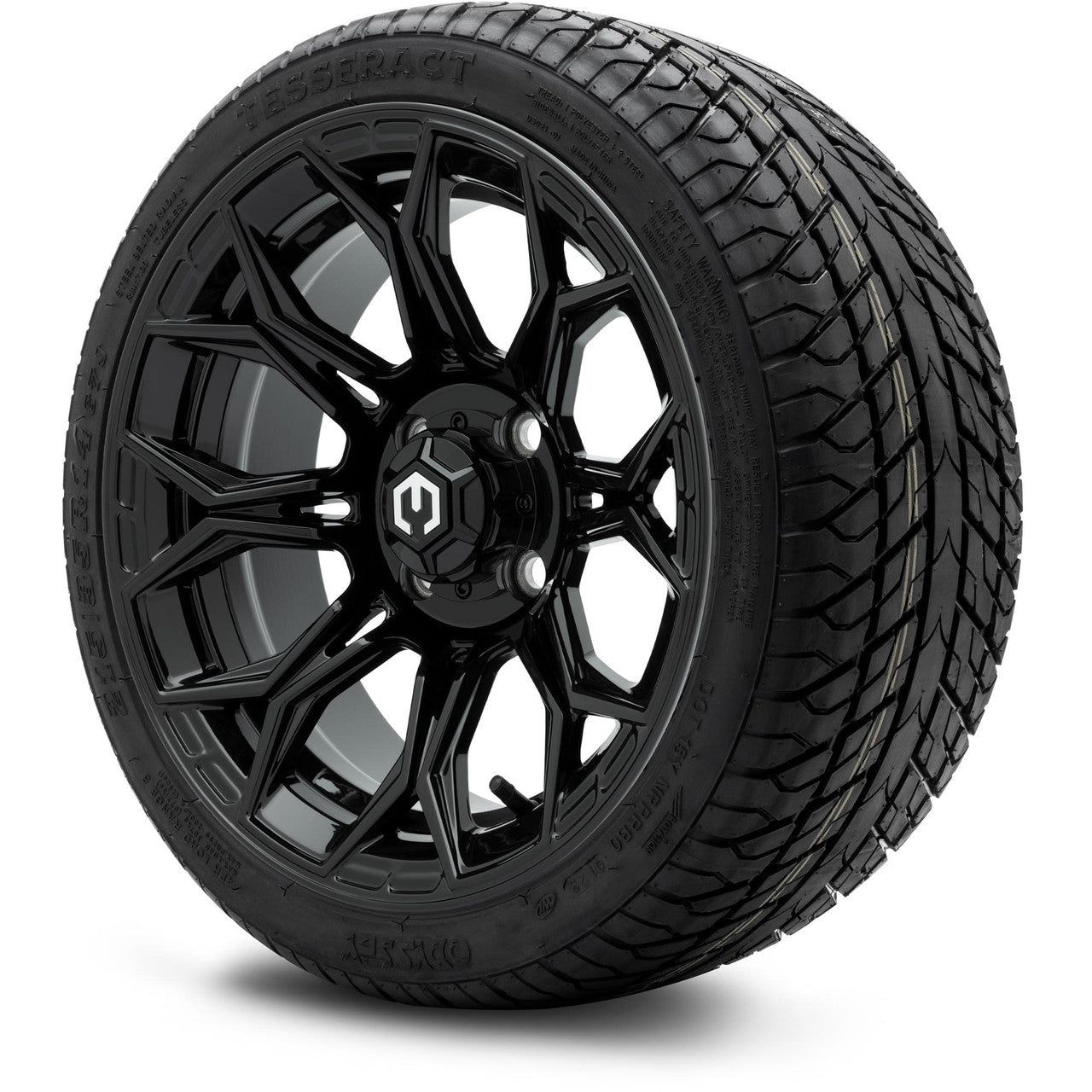 MODZ® 14" Halo Glossy Black Wheels & Street Tires Combo