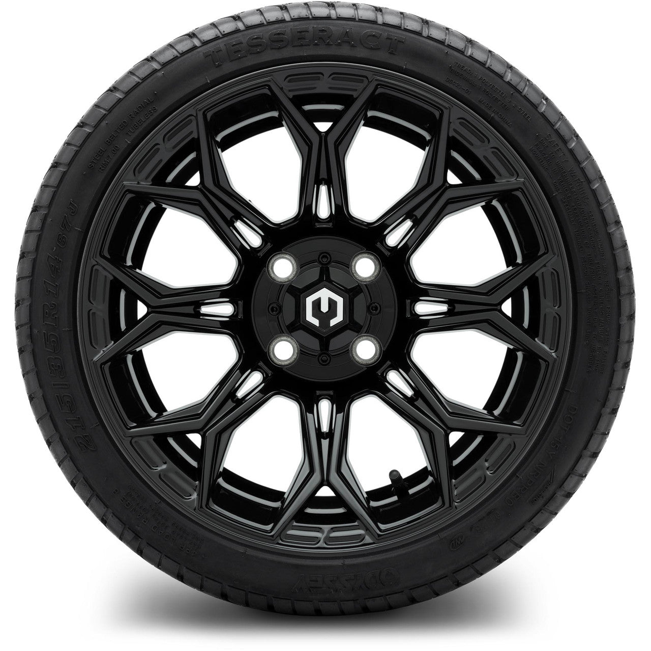 MODZ® 14" Halo Glossy Black Wheels & Street Tires Combo
