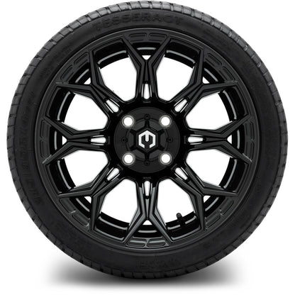 MODZ® 14" Halo Glossy Black Wheels & Street Tires Combo