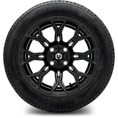 MODZ® 14" Halo Glossy Black Wheels & Street Tires Combo