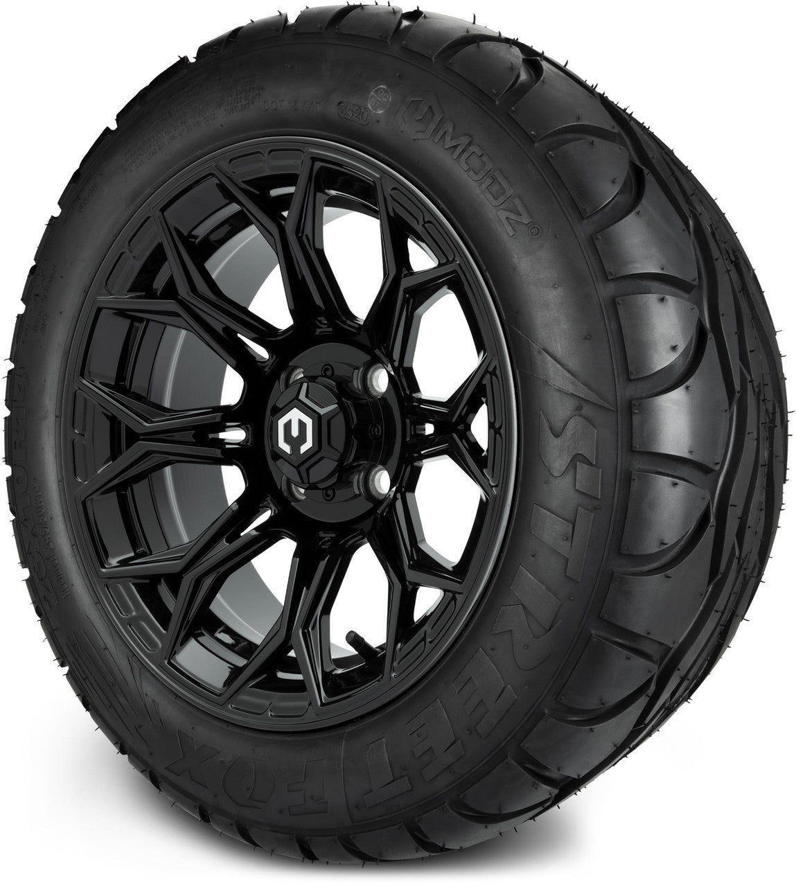 MODZ® 14" Halo Glossy Black Wheels & Street Tires Combo