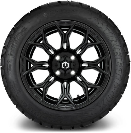 MODZ® 14" Halo Glossy Black Wheels & Street Tires Combo