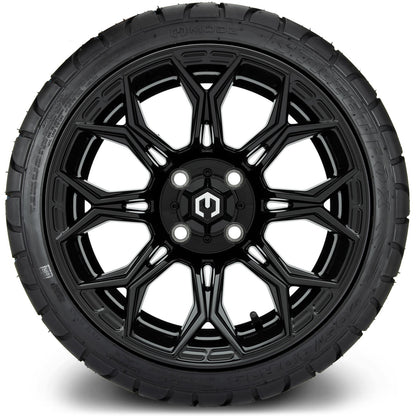 MODZ® 14" Halo Glossy Black Wheels & Street Tires Combo