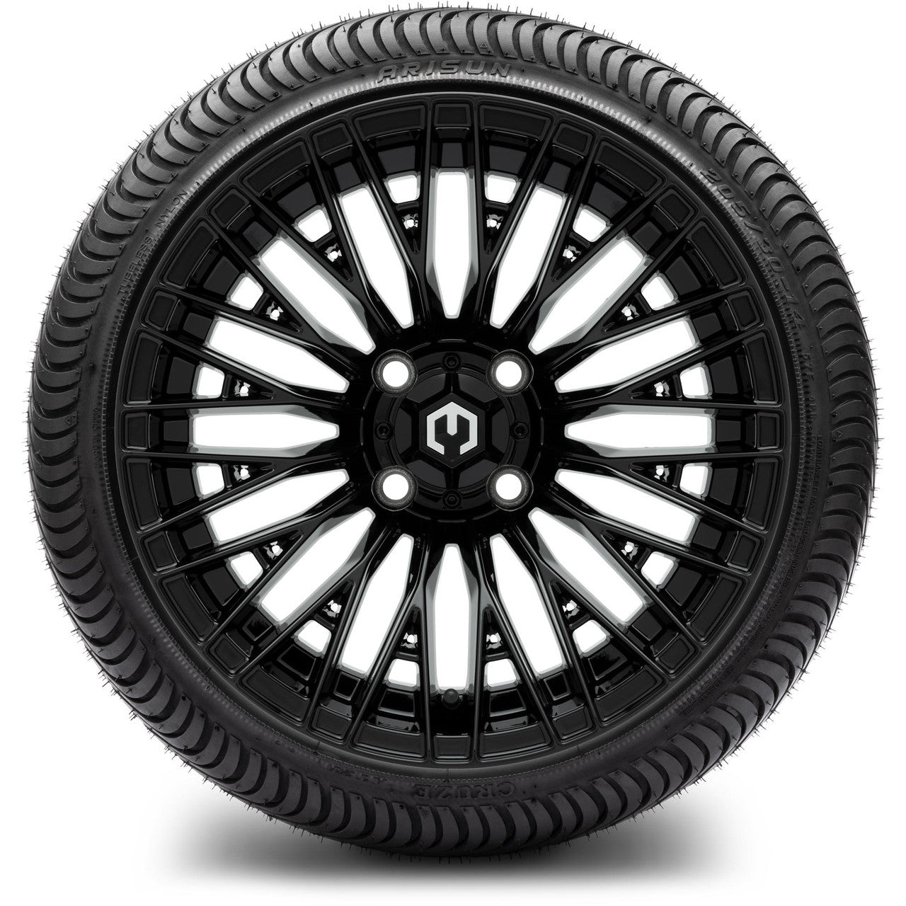 MODZ® 14" Reaper Glossy Black Wheels & Street Tires Combo