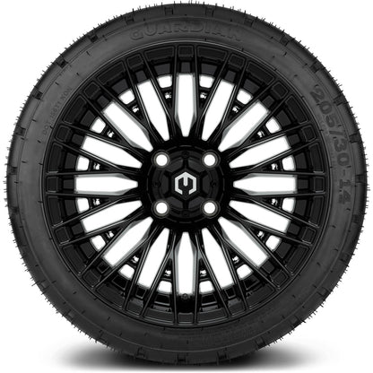 MODZ® 14" Reaper Glossy Black Wheels & Street Tires Combo