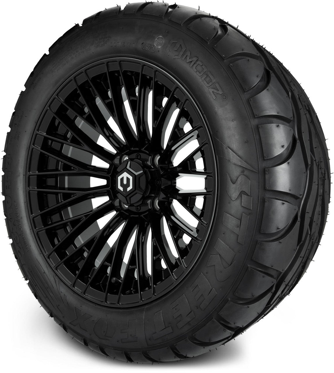 MODZ® 14" Reaper Glossy Black Wheels & Street Tires Combo