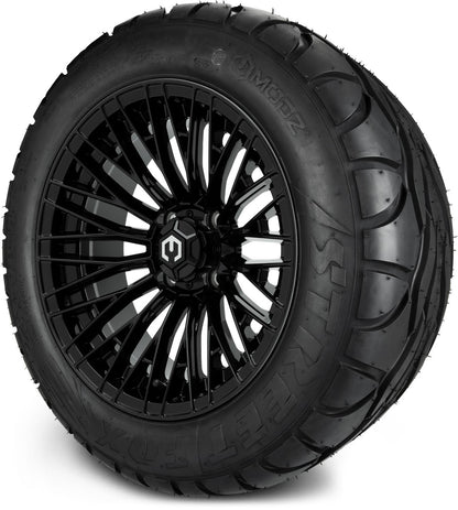 MODZ® 14" Reaper Glossy Black Wheels & Street Tires Combo