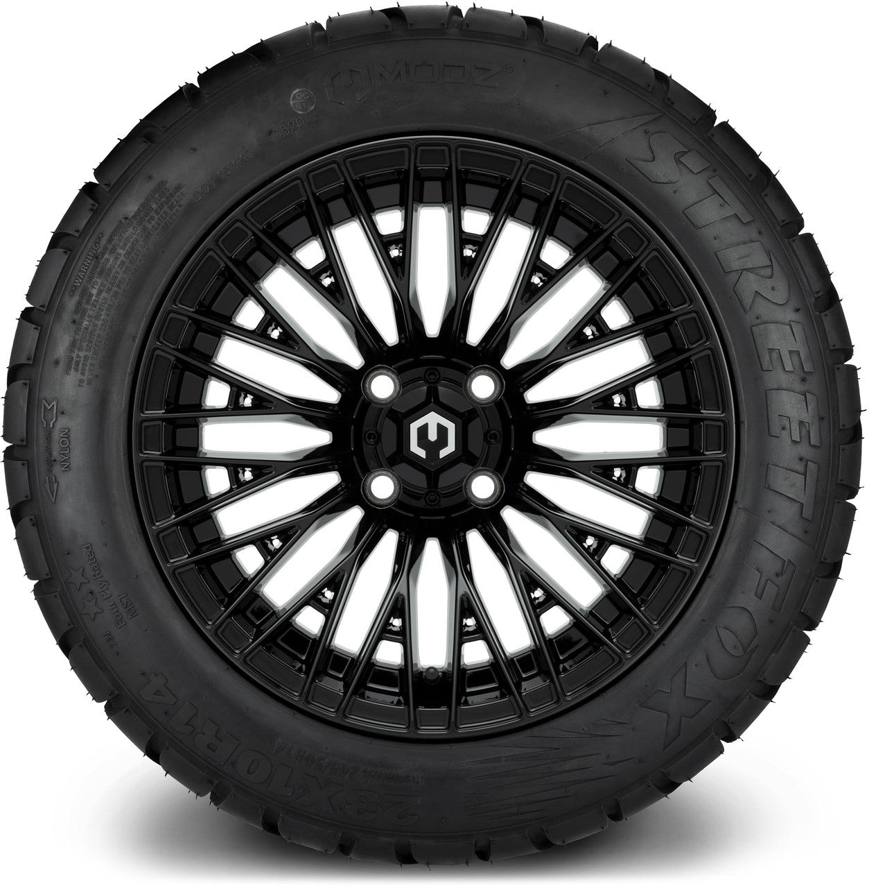 MODZ® 14" Reaper Glossy Black Wheels & Street Tires Combo
