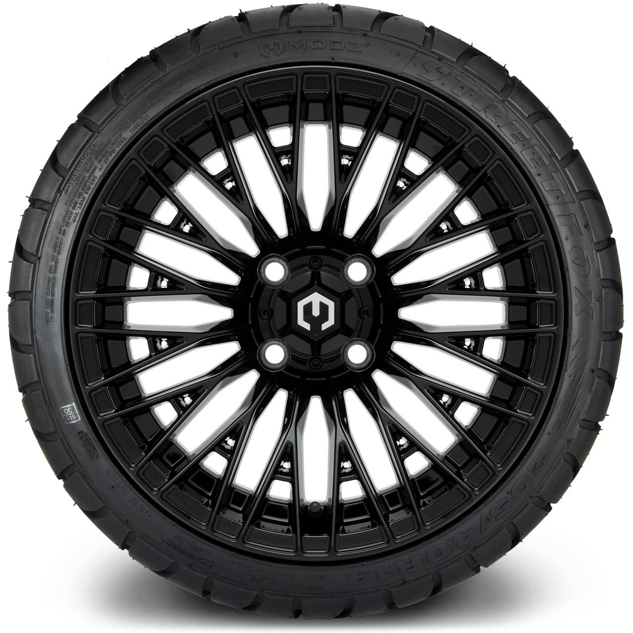 MODZ® 14" Reaper Glossy Black Wheels & Street Tires Combo