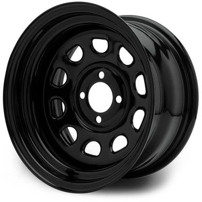 MODZ® Steel D-Window Glossy Black 14" Golf Cart Wheel