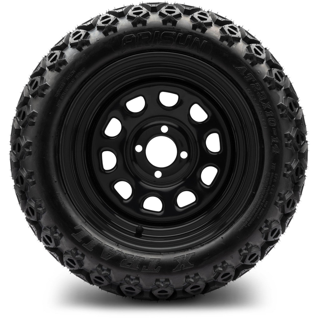 MODZ® 14" Steel D-Window Glossy Black Wheels & Off-Road Tires Combo