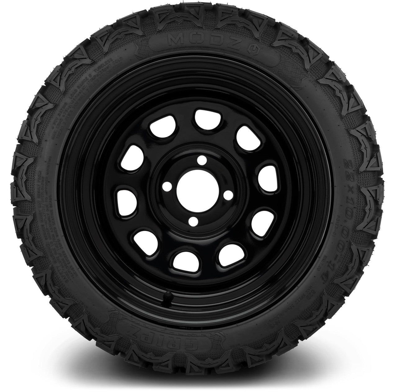 MODZ® 14" Steel D-Window Glossy Black Wheels & Off-Road Tires Combo