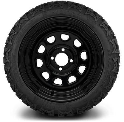 MODZ® 14" Steel D-Window Glossy Black Wheels & Off-Road Tires Combo