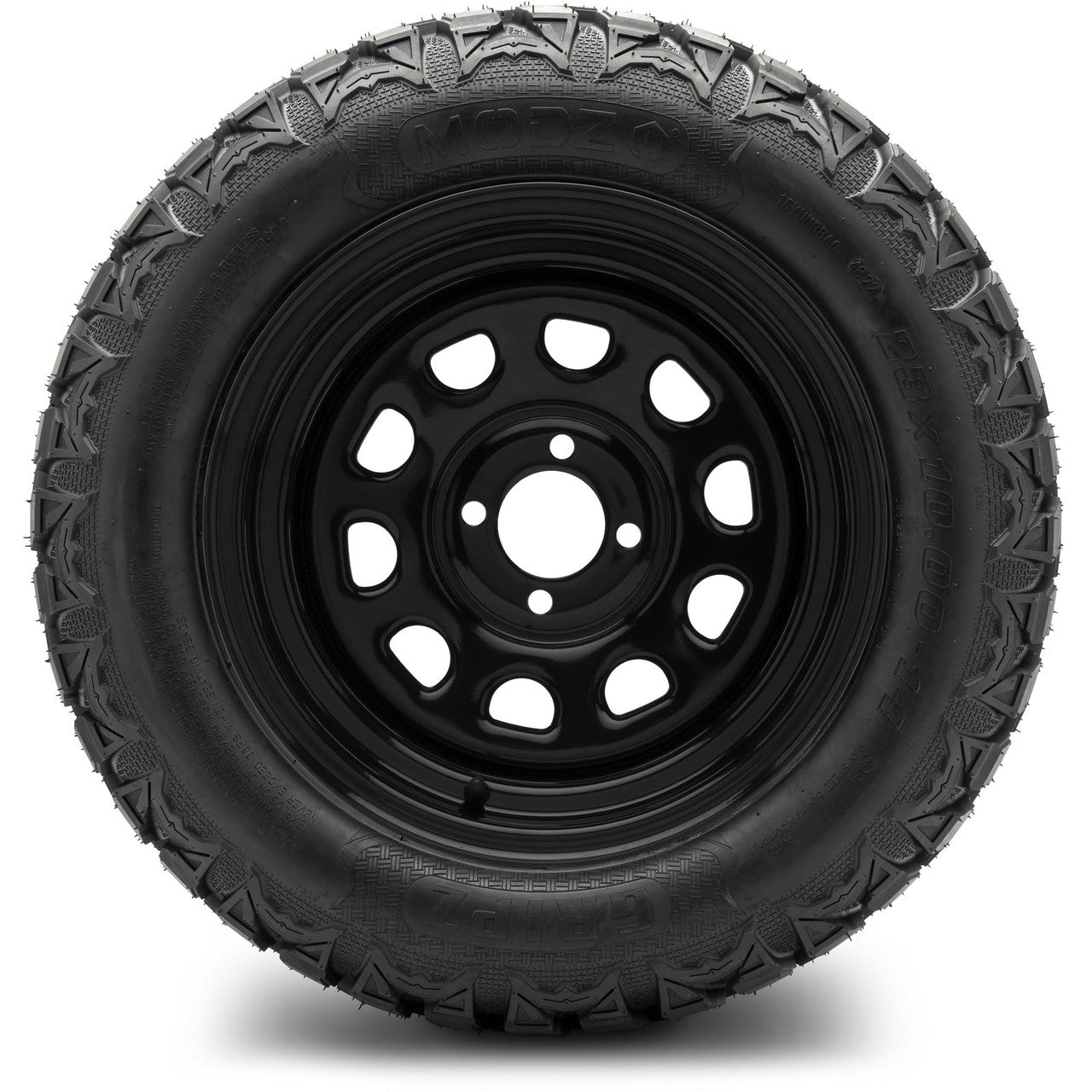 MODZ® 14" Steel D-Window Glossy Black Wheels & Off-Road Tires Combo