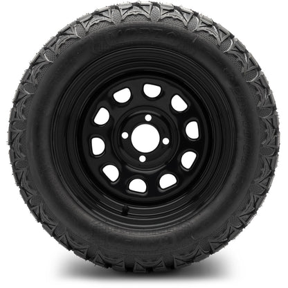 MODZ® 14" Steel D-Window Glossy Black Wheels & Off-Road Tires Combo