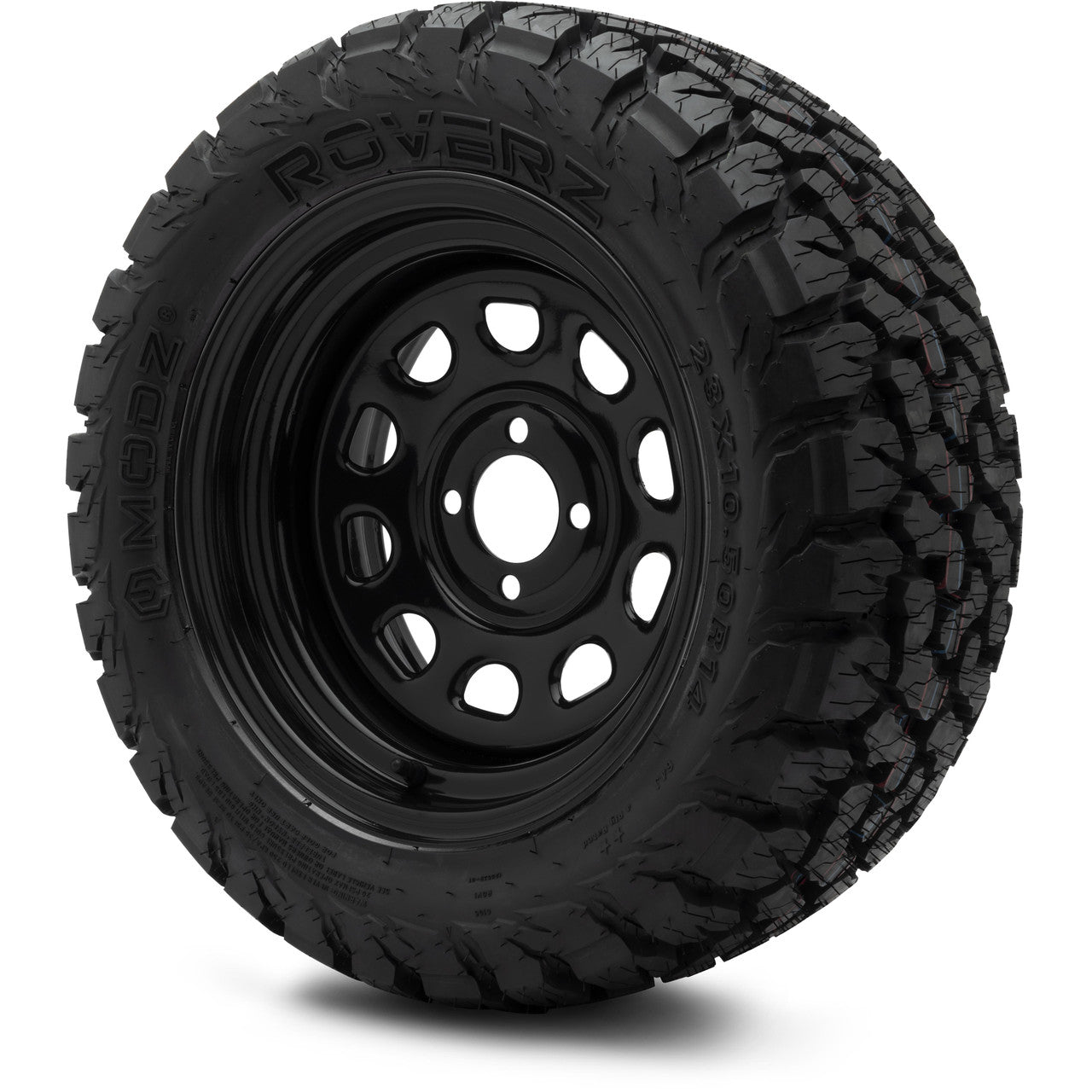 MODZ® 14" Steel D-Window Glossy Black Wheels & Off-Road Tires Combo