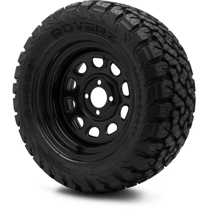 MODZ® 14" Steel D-Window Glossy Black Wheels & Off-Road Tires Combo