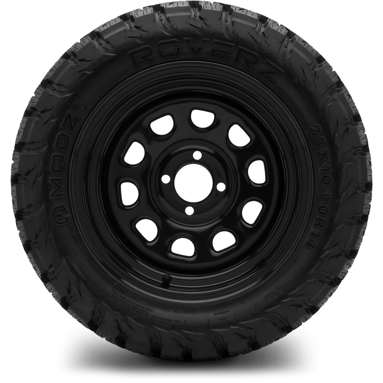 MODZ® 14" Steel D-Window Glossy Black Wheels & Off-Road Tires Combo