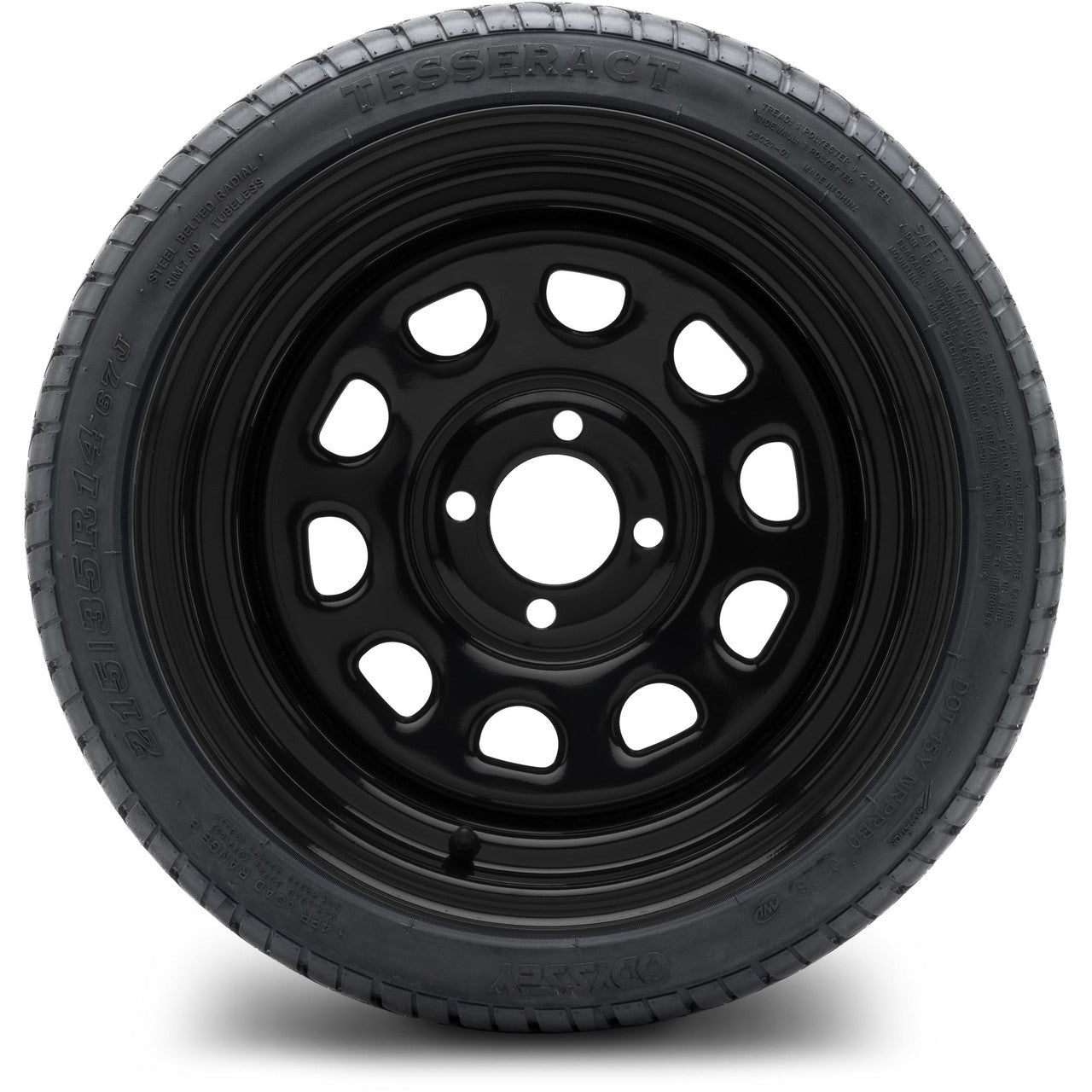 MODZ® 14" Steel D-Window Glossy Black Wheels & Street Tires Combo
