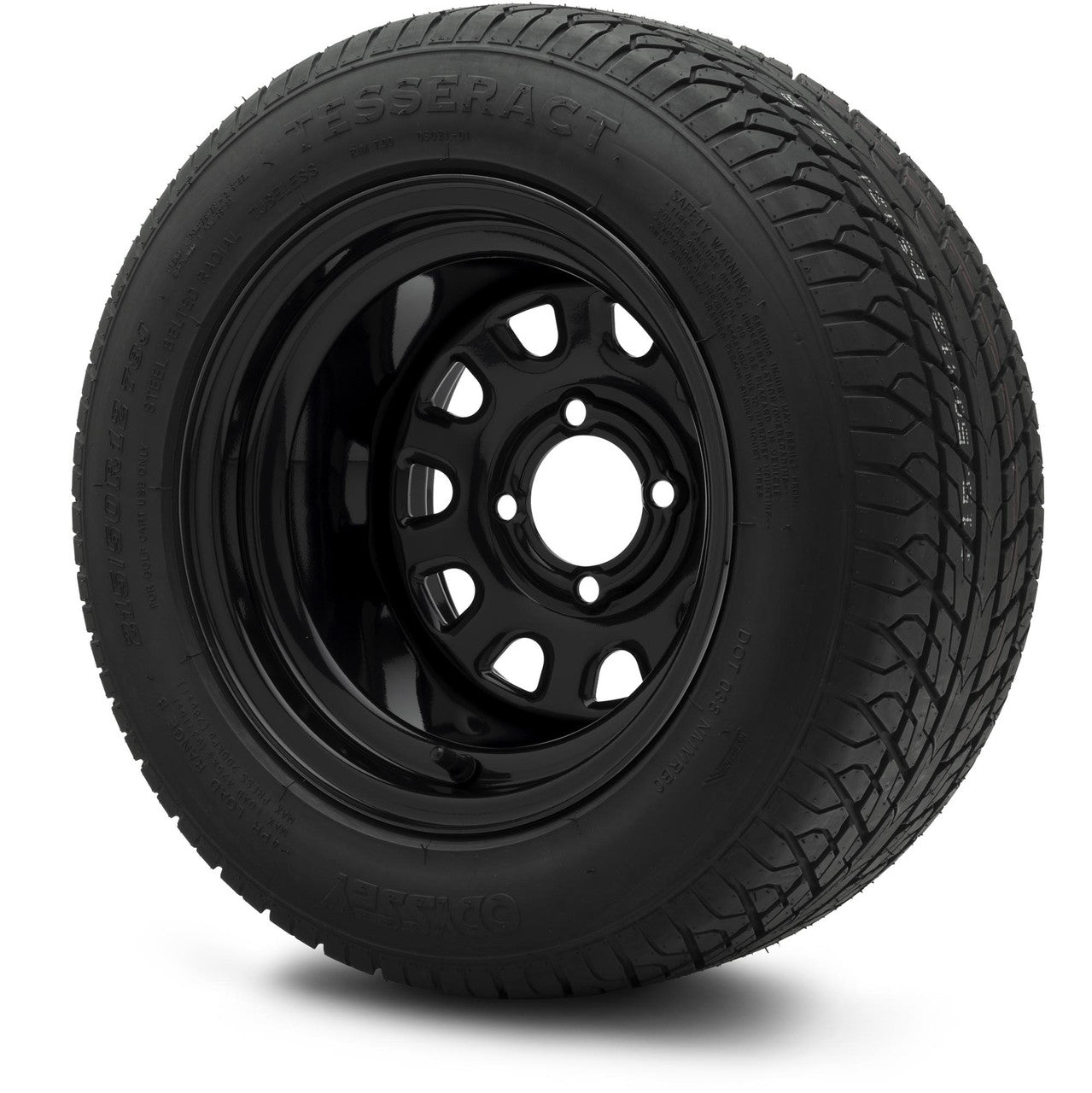 MODZ® 12" Steel D-Window Glossy Black Wheels & Street Tires Combo
