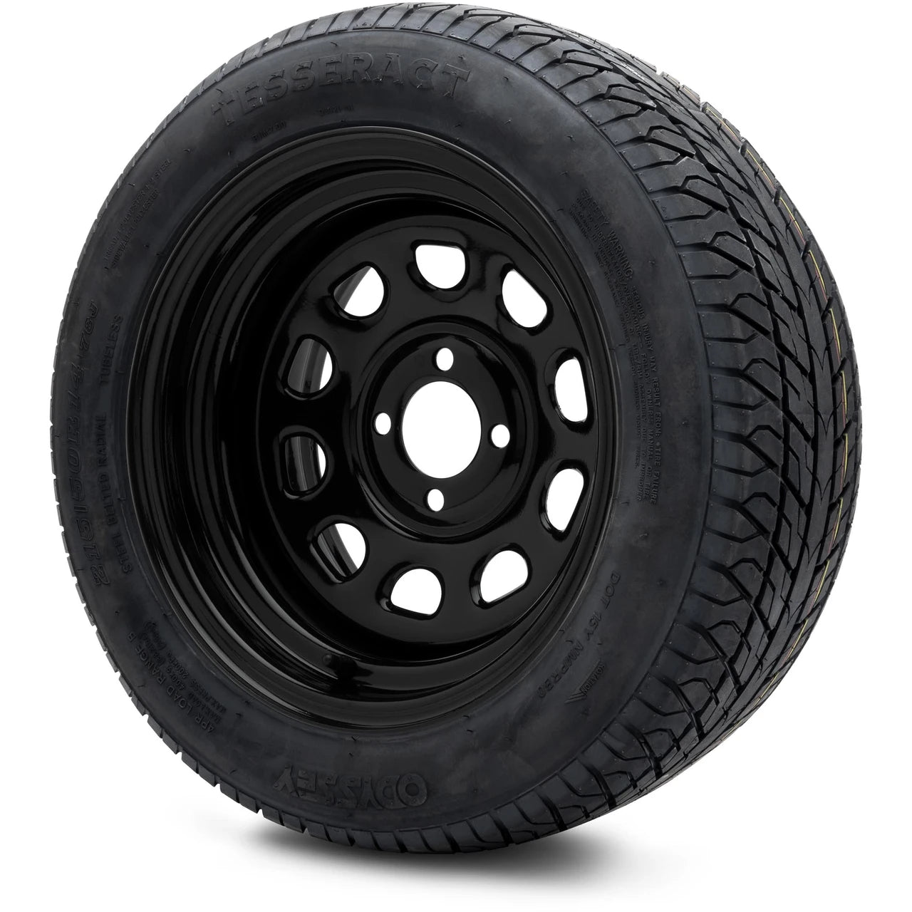 MODZ® 14" Steel D-Window Glossy Black Wheels & Street Tires Combo