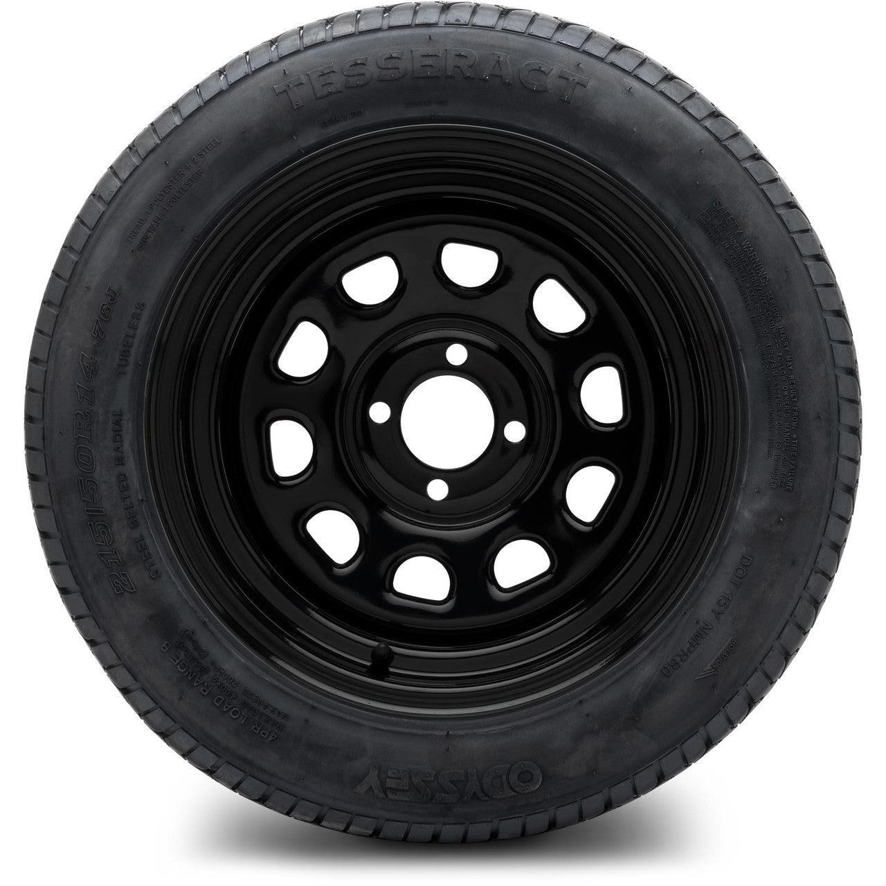 MODZ® 14" Steel D-Window Glossy Black Wheels & Street Tires Combo
