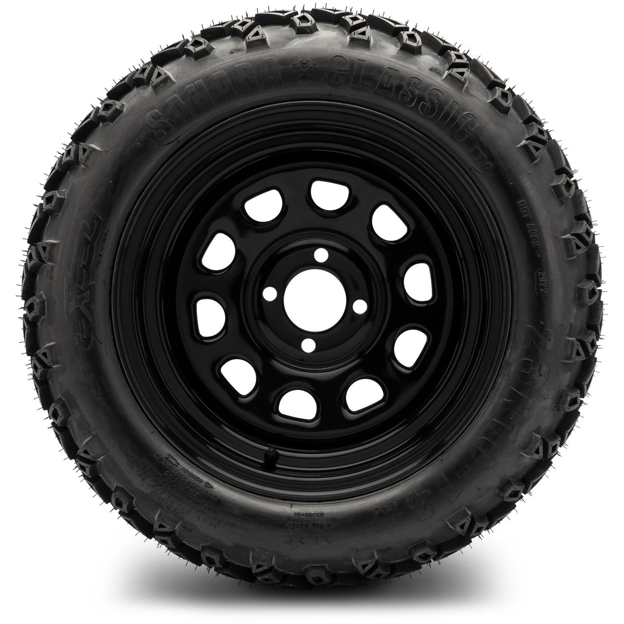 MODZ® 14" Steel D-Window Glossy Black Wheels & Off-Road Tires Combo