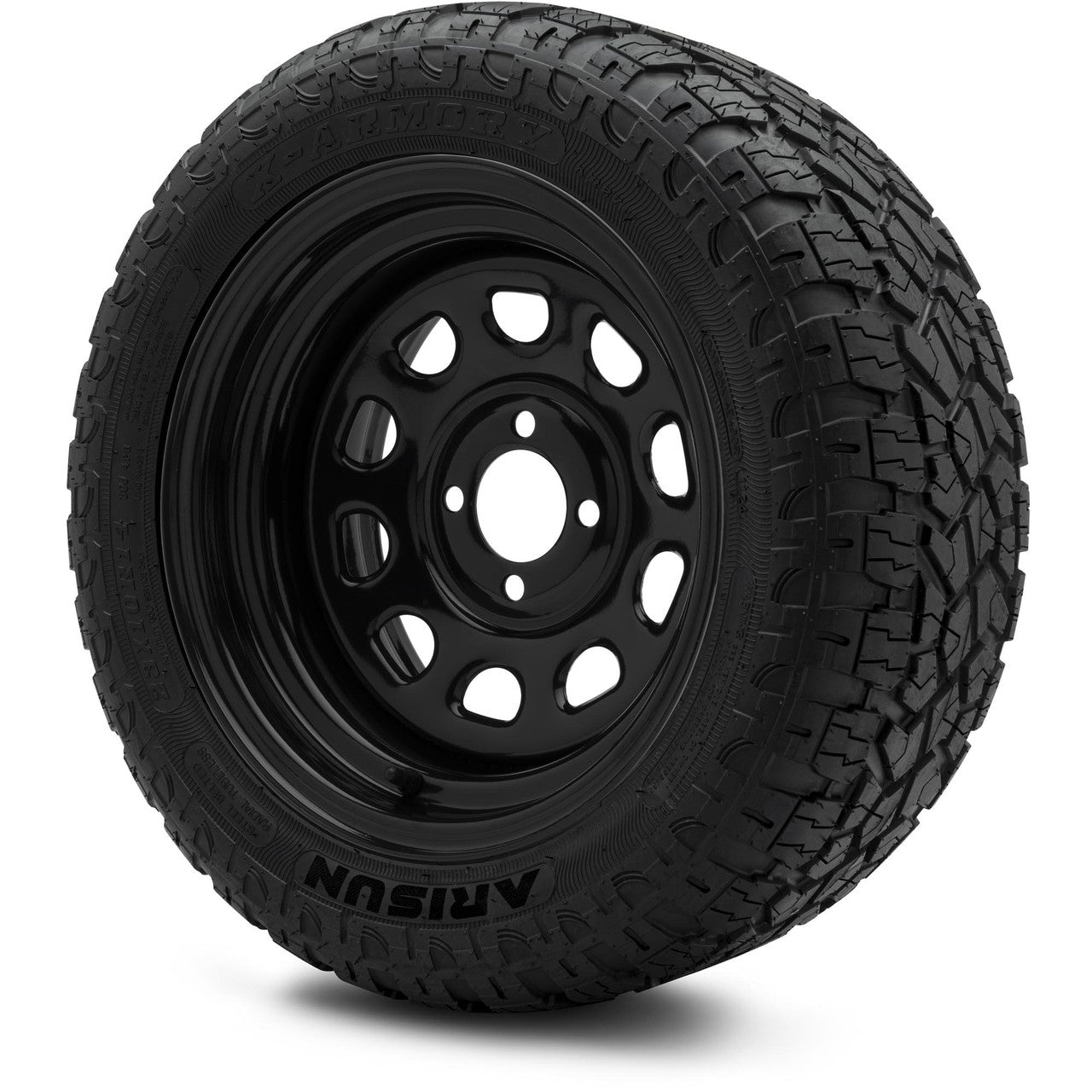 MODZ® 14" Steel D-Window Glossy Black Wheels & Off-Road Tires Combo