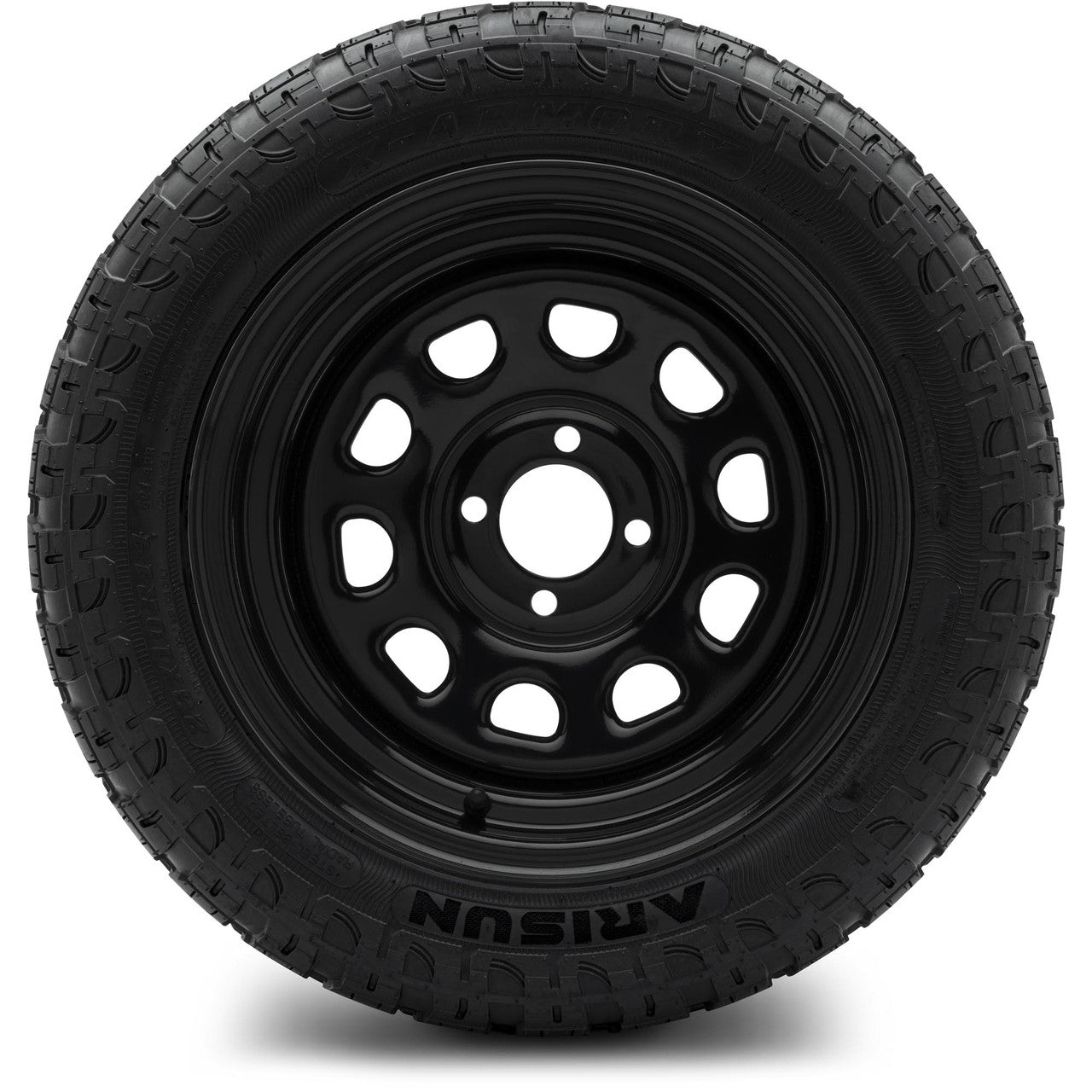 MODZ® 14" Steel D-Window Glossy Black Wheels & Off-Road Tires Combo