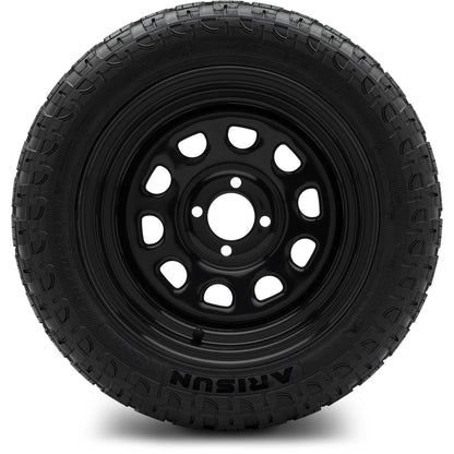 MODZ® 14" Steel D-Window Glossy Black Wheels & Off-Road Tires Combo