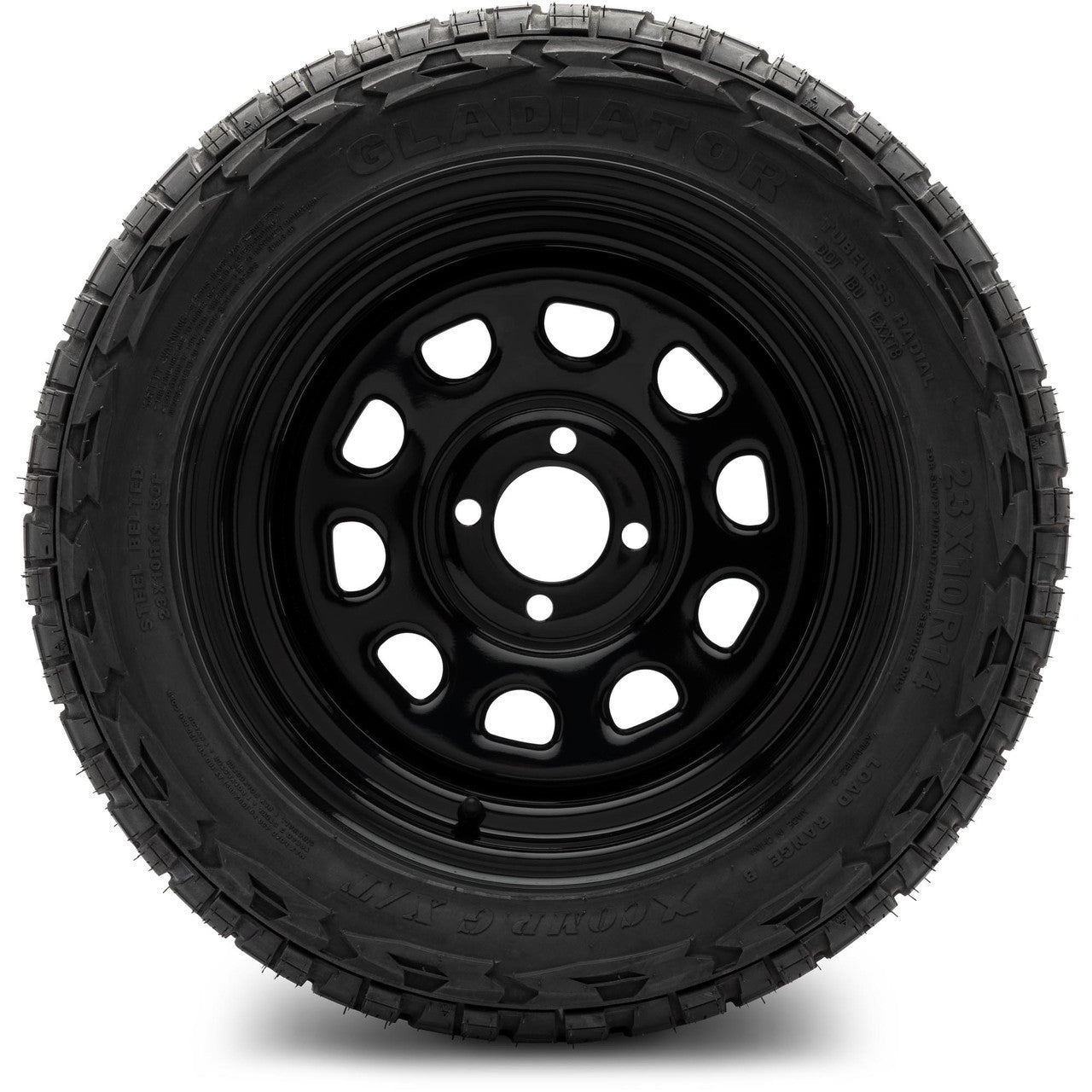 MODZ® 14" Steel D-Window Glossy Black Wheels & Off-Road Tires Combo