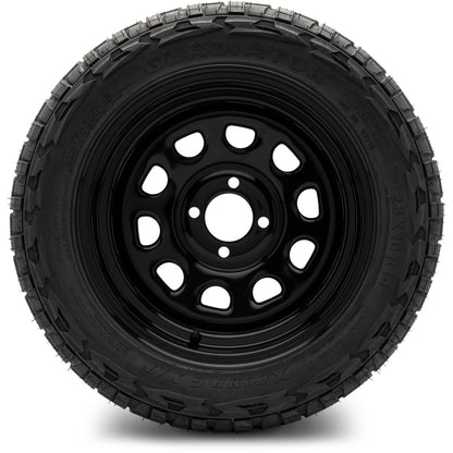 MODZ® 14" Steel D-Window Glossy Black Wheels & Off-Road Tires Combo