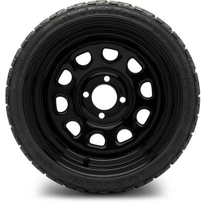 MODZ® 14" Steel D-Window Glossy Black Wheels & Off-Road Tires Combo