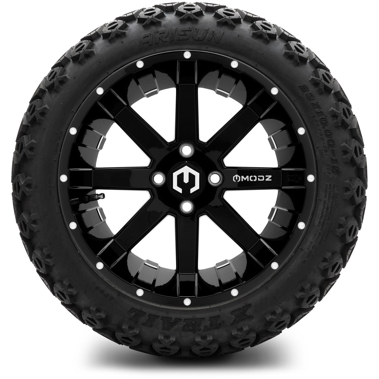MODZ® 15" Assault Glossy Black with Ball Mill Wheels & Off-Road Tires Combo