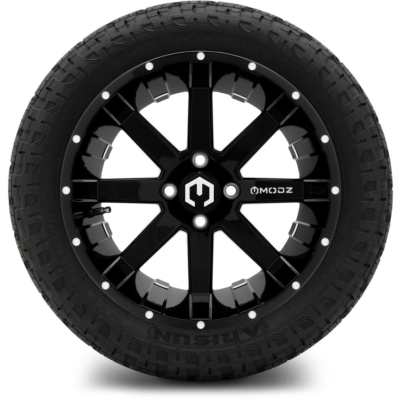MODZ® 15" Assault Glossy Black with Ball Mill Wheels & Off-Road Tires Combo