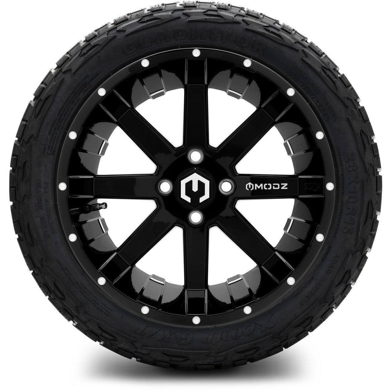 MODZ® 15" Assault Glossy Black with Ball Mill Wheels & Off-Road Tires Combo