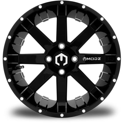 MODZ® Assault Glossy Black with Ball Mill 15" Golf Cart Wheel