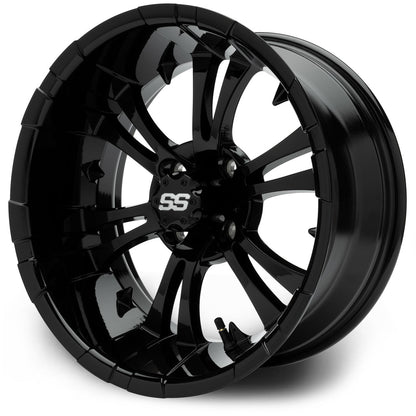 MODZ® Vampire Glossy Black 15" Golf Cart Wheel